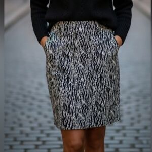 Anthropologie Maeve Women's Black and White Zebra Print Skirt Small